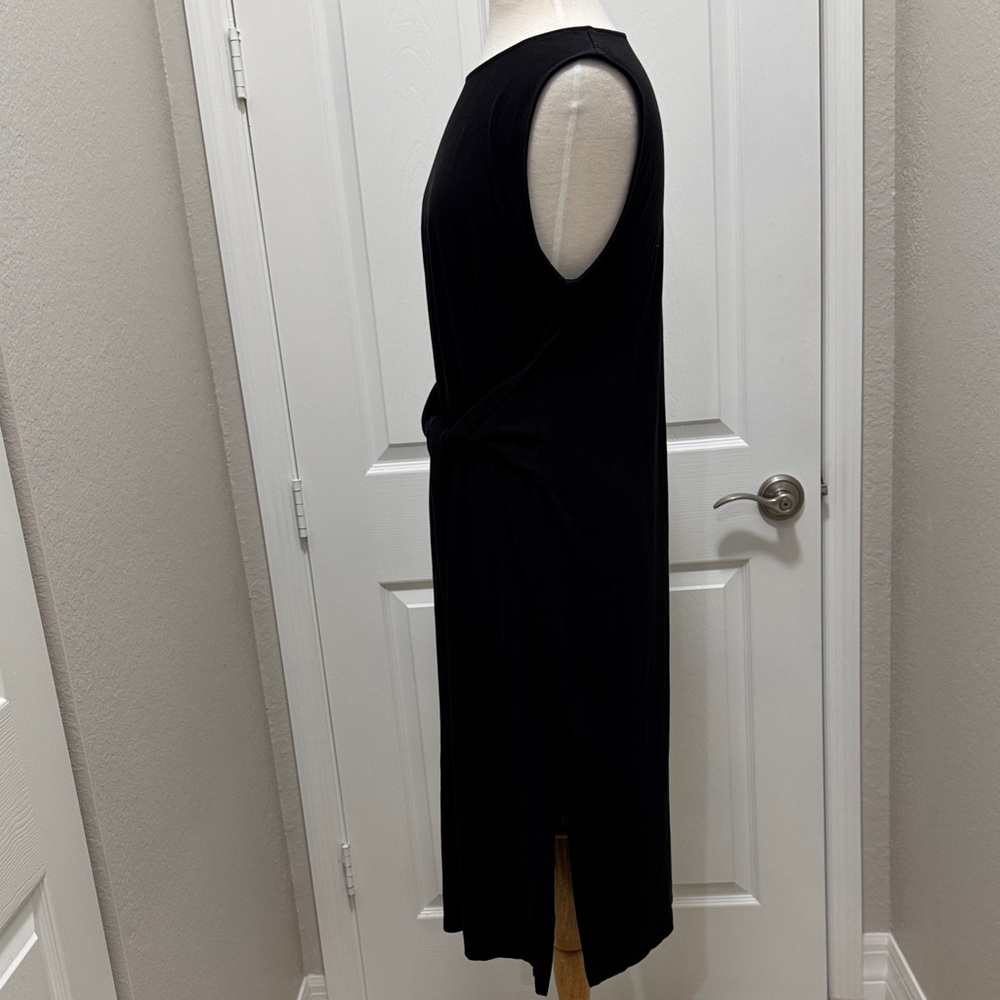 Eileen Fisher Black Sleeveless Dress with Front Tie - Picture 6 of 8